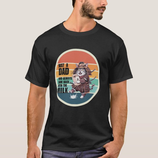 T-shirt Samouraï de chat drôle, juste un papa (Devant)