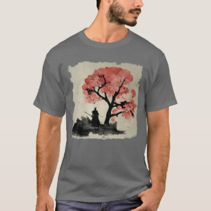 T-shirt Samouraï d'encre sous Sakura Tree esthétique japon