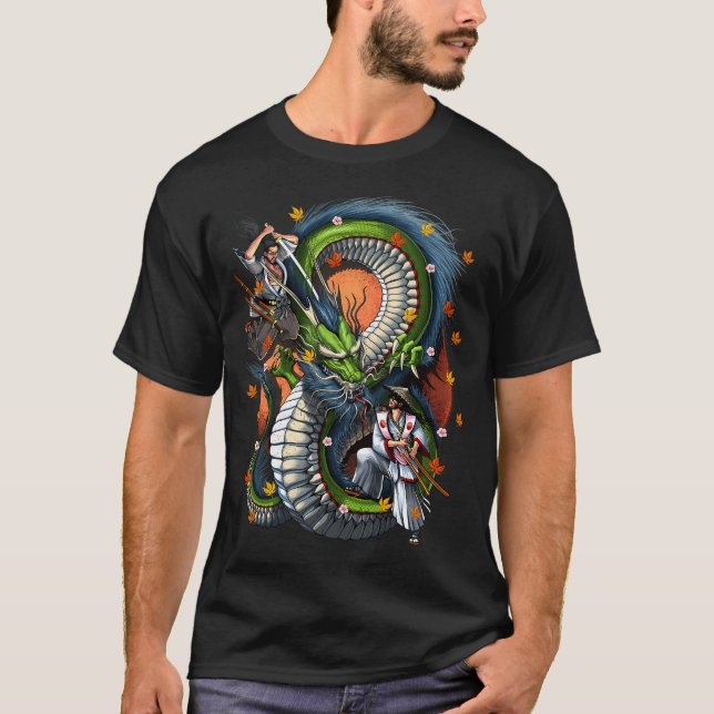 T-shirt Samouraï Dragon Japonais (Devant)