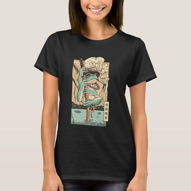 T-shirt Samouraï grenouille dans un jardin zen (Devant)