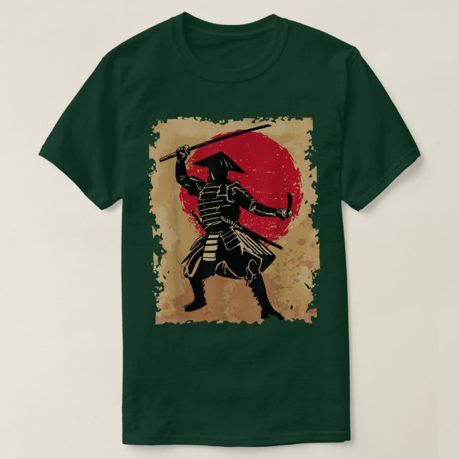 T-shirt Samouraï Japonais En Casquette Bushido Lever Solei (Design devant)
