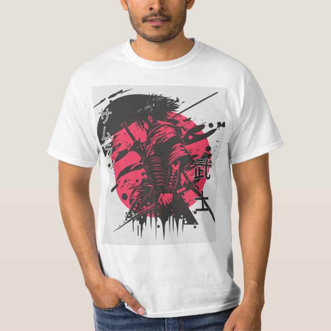 T-shirt Samouraï rouge et noir (Devant)