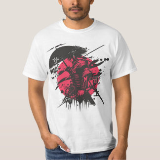 T-shirt samouraï rouge et noir