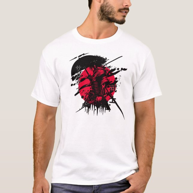 T-shirt samouraï rouge et noir (Devant)