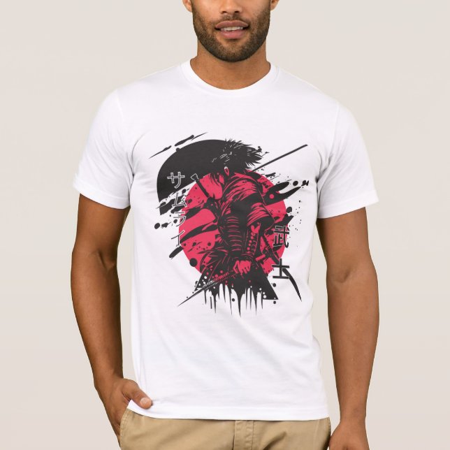 T-shirt samouraï rouge et noir (Devant)