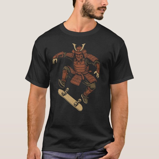 T-shirt Samouraï Skateboarding – Conception de mode urbain (Devant)