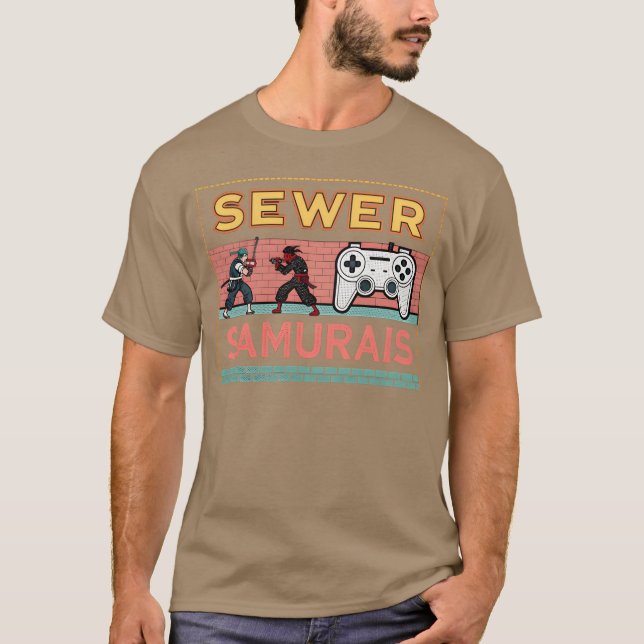 T-shirt Samouraïs des égouts ami de jeu vidéo rétro (Devant)