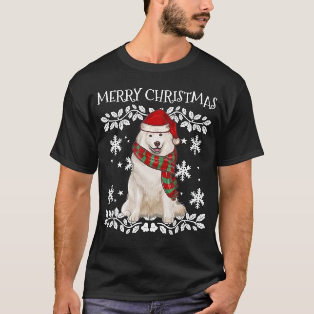T-shirt Samoyé Avec Santa Hat Vilain Noël (Devant)
