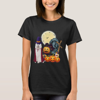 T-shirt Samoyé Chien avec Citrouille de bonbons