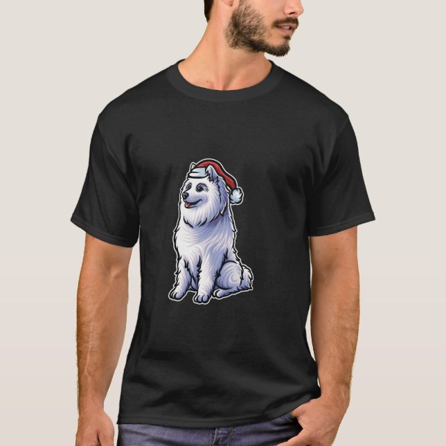 T-shirt Samoyé Père Noël Casquette Joyeux chien de Noël X  (Devant)