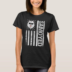 T-shirt Samoyed American USA Flag Funny Samoyed Owner Dog