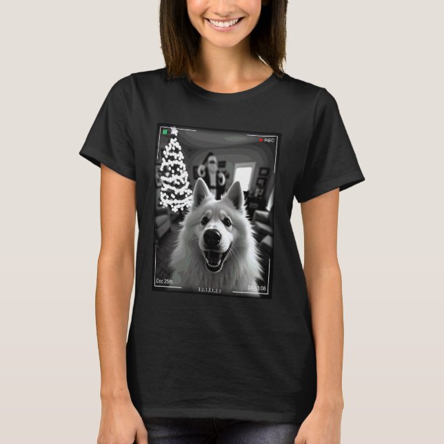 T-shirt Samoyed Attrape le Père Noël Sur Caméra Noël (Devant)
