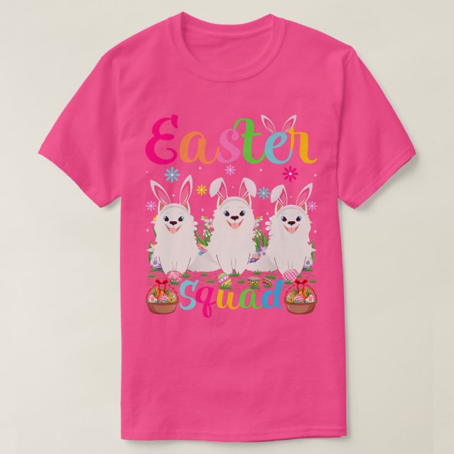 T-shirt Samoyed Chien Bunny Ear Ear Squad Samoyed Happy E (Design devant)
