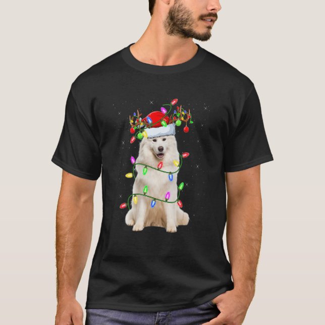 T-shirt Samoyed Christmas Tree Light Pajama Dog Xmas (Devant)