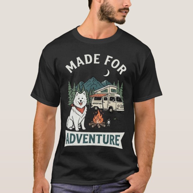 T-shirt Samoyed Conçu Pour L'Aventure Camping Chien (Devant)