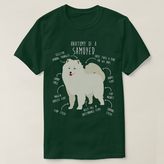 T-shirt Samoyed Dog Anatomy 2 (Design devant)