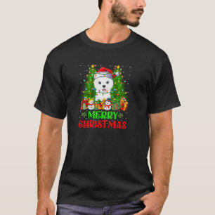 T-shirt Samoyed Dog Christmas Tree Lights Holiday Père Noë