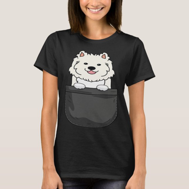 T-shirt Samoyed in pocket  cute mom dad dog (Devant)