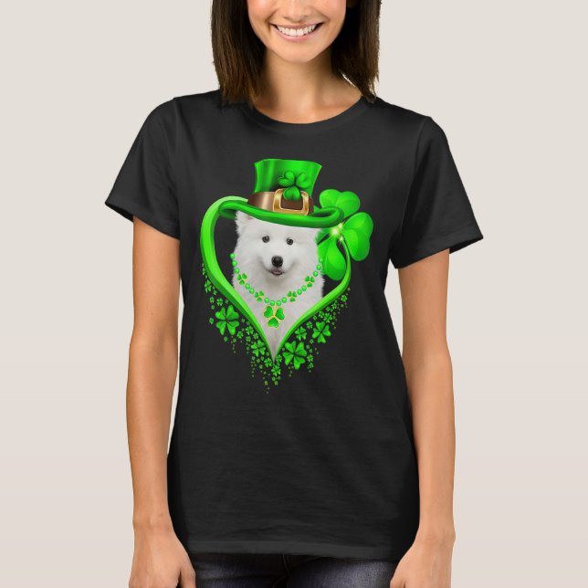 T-shirt Samoyed Jour de la Saint Patrick Lover Shamrock ir (Devant)