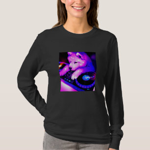 T-shirt Samoyed Vaporwave DJ Chien Esthétique Femmes Garç