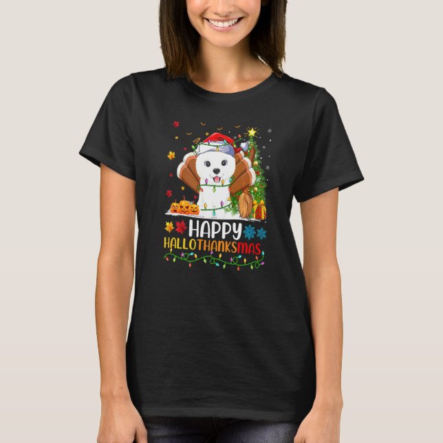 T-shirt Samoyède Chien Samoyède heureux hellothanksmas (Devant)