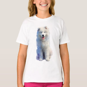 T-shirt Samoyède souriant chien blanc fluffy enfants