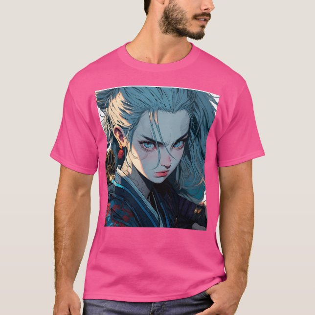 T-shirt Samurai Anime Girl (Devant)