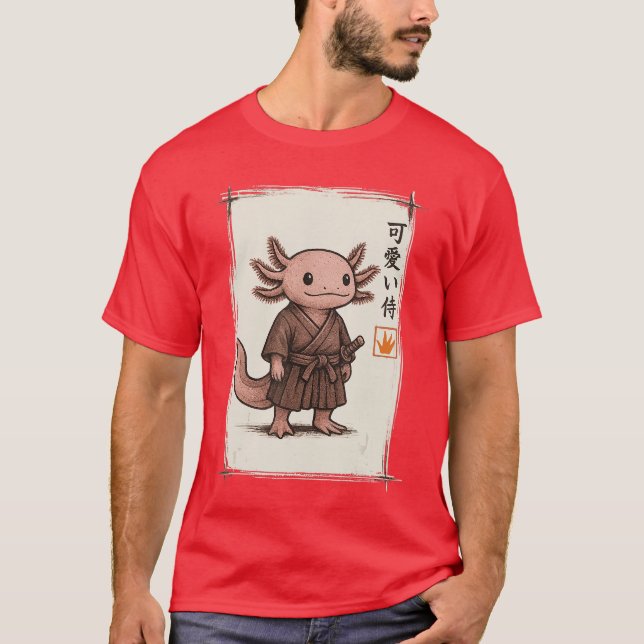T-shirt Samurai Aolotl Japanese Art Anime Funny Gifts Men  (Devant)
