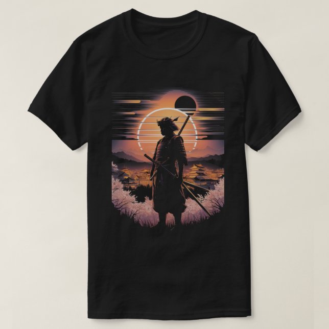 T-shirt Samurai Art Japonais Vintage Fighter Retro (Design devant)