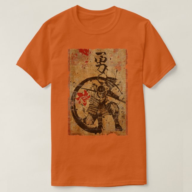 T-shirt Samurai Art rétro japonais Imprimer Bushido Japon  (Design devant)