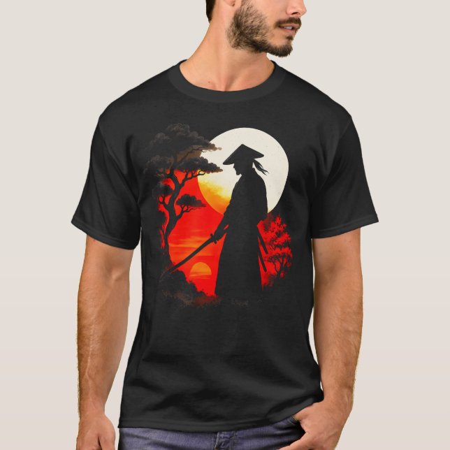 T-shirt Samurai au coucher du soleil - Japonais (Devant)
