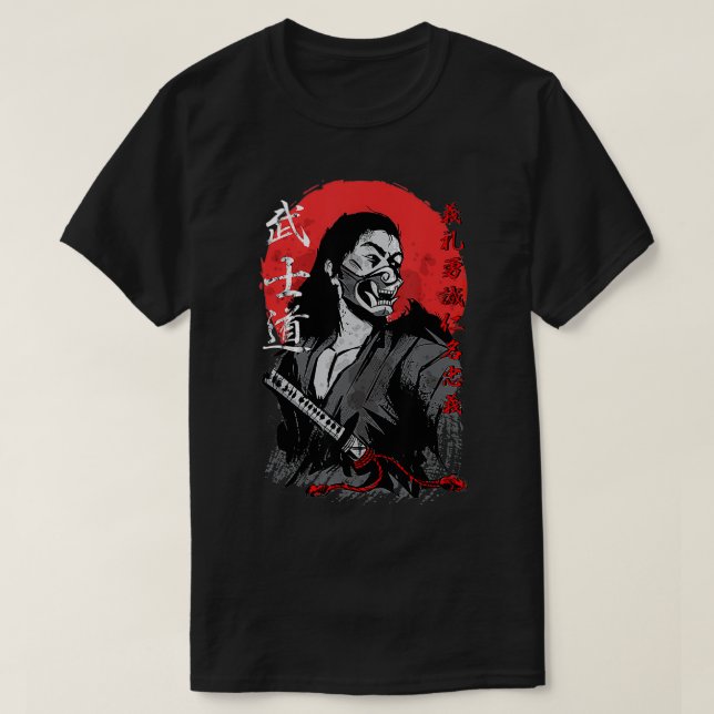 T-shirt Samurai avec Oni Masque Bushido Code (Design devant)