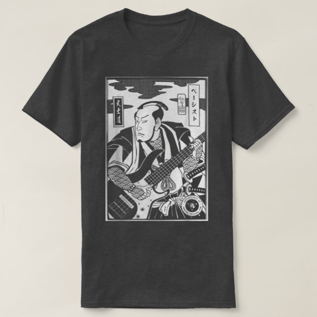 T-shirt Samurai Bassist Player Rock Guitar Samurai  (2) (Design devant)