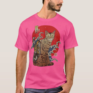 T-shirt Samurai Bengal Cat Ukiyoe Japonais Guerrier Lover