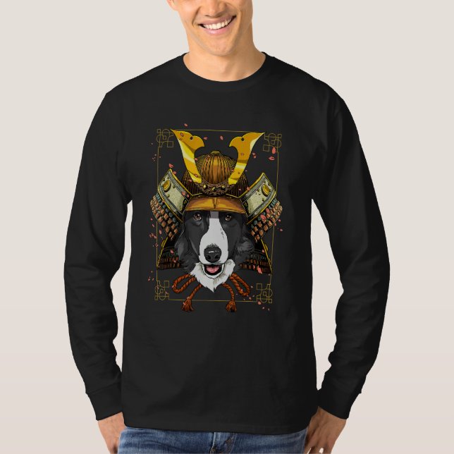 T-shirt Samurai Border Collie Pet Dog  Japanese Warrior Bu (Devant)