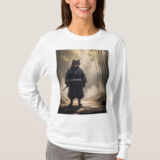 T-shirt Samurai Cat - Honorable Japonais Feline Warrior (Devant)