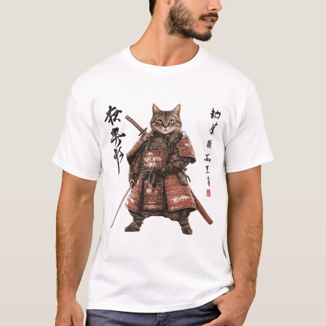 T-shirt Samurai Cat Warrior (Devant)