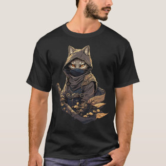 T-shirt Samurai Cat Warrior Japanese Style Feline Art