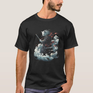 T-shirt samurai chat anime japonais ninja guerrier esthéti