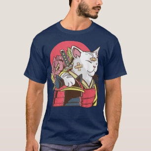 T-shirt Samurai Chat avec Armor Plaster Arts martiaux asia