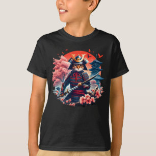 T-shirt Samurai Chat Graphic Warrier Vintage japonais Anim