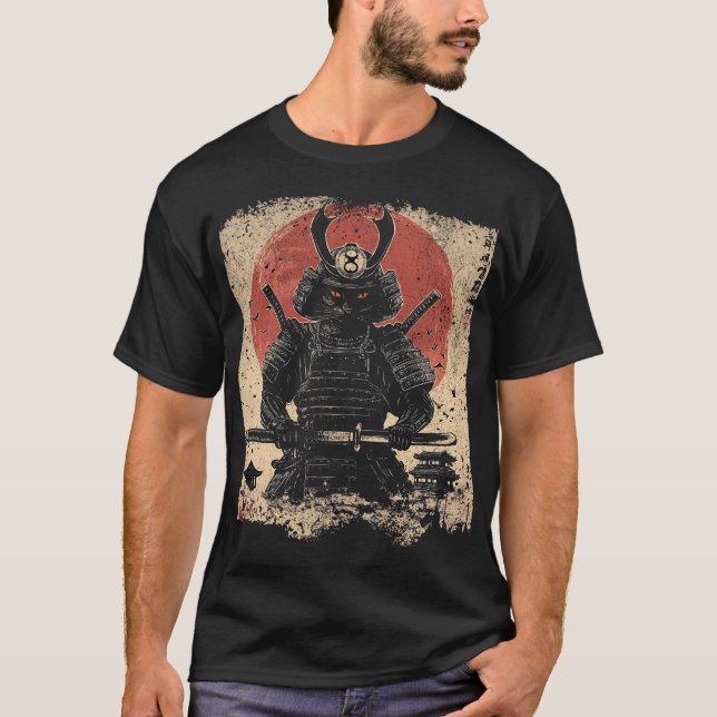 T-shirt Samurai Chat Guerrier Art Amateurs (Devant)