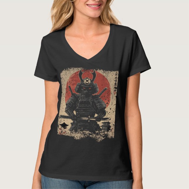 T-shirt Samurai Chat Guerrier Art Amateurs (Devant)
