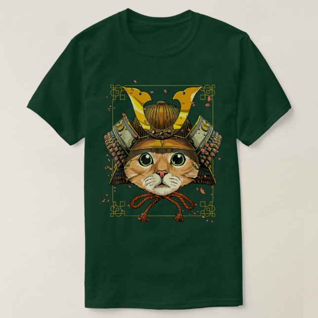 T-shirt Samurai Chat Guerrier Cuz Samurai Amoureux des cha (Design devant)