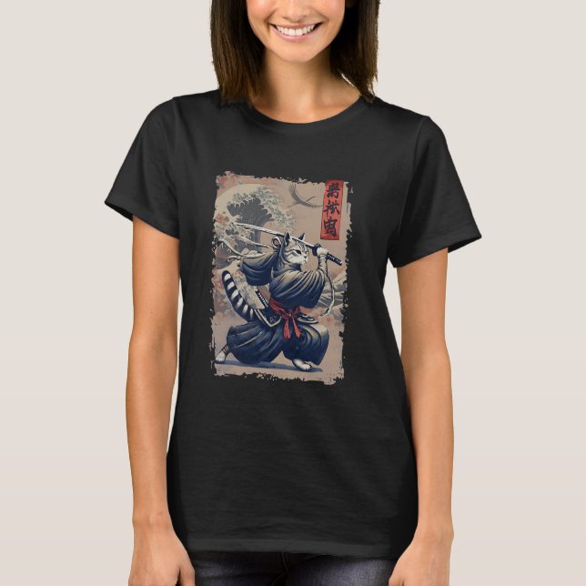 T-shirt Samurai Chat Guerrier Ukiyo Ink Artwork Cat Samura (Devant)