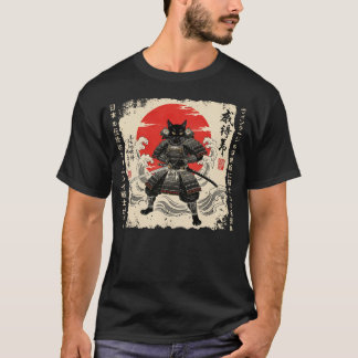 T-shirt Samurai Chat Japonais Chat Guerrier chat animé Jap