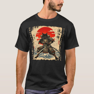 T-shirt Samurai Chat Japonais Chat Guerrier chat animé Jap