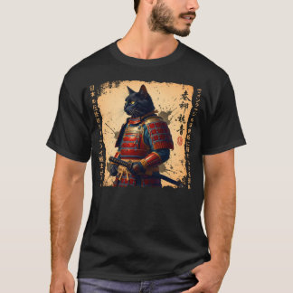 T-shirt Samurai Chat Japonais Chat Guerrier chat animé Jap