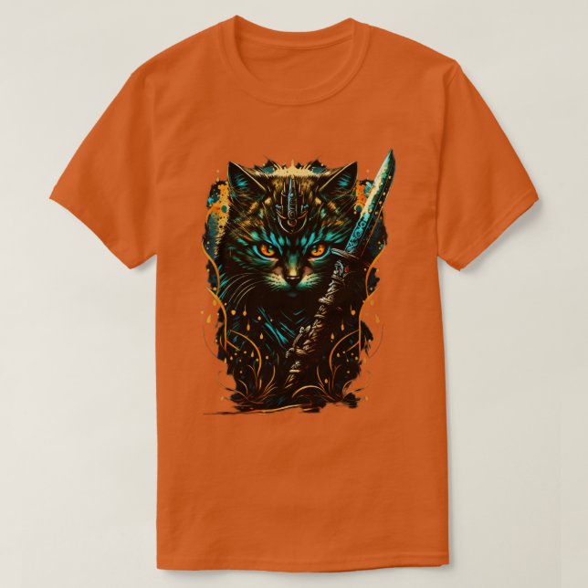 T-shirt Samurai Chat Le Guerrier Félin (Design devant)