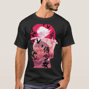 T-shirt Samurai dans la silhouette de la lune